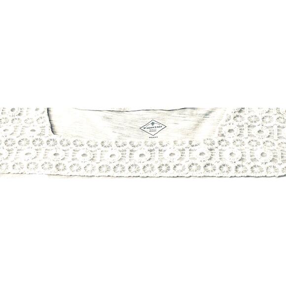 ST. JOHN’S BAY SHORT SLEEVE SQUARE NECK BLOUSE, WOMENS, 3X, IVORY, LACE TRIM - Picture 2 of 10